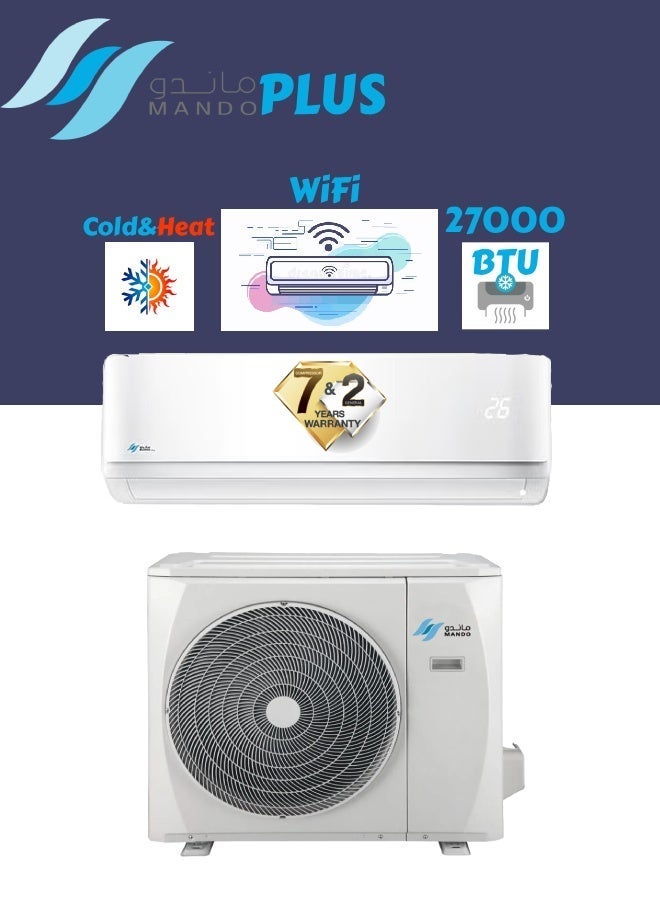 Mando Split Air Conditioner 27000 BTU Cooling and Heat Copper Tube Air Flow From Four Sides White - Image 1